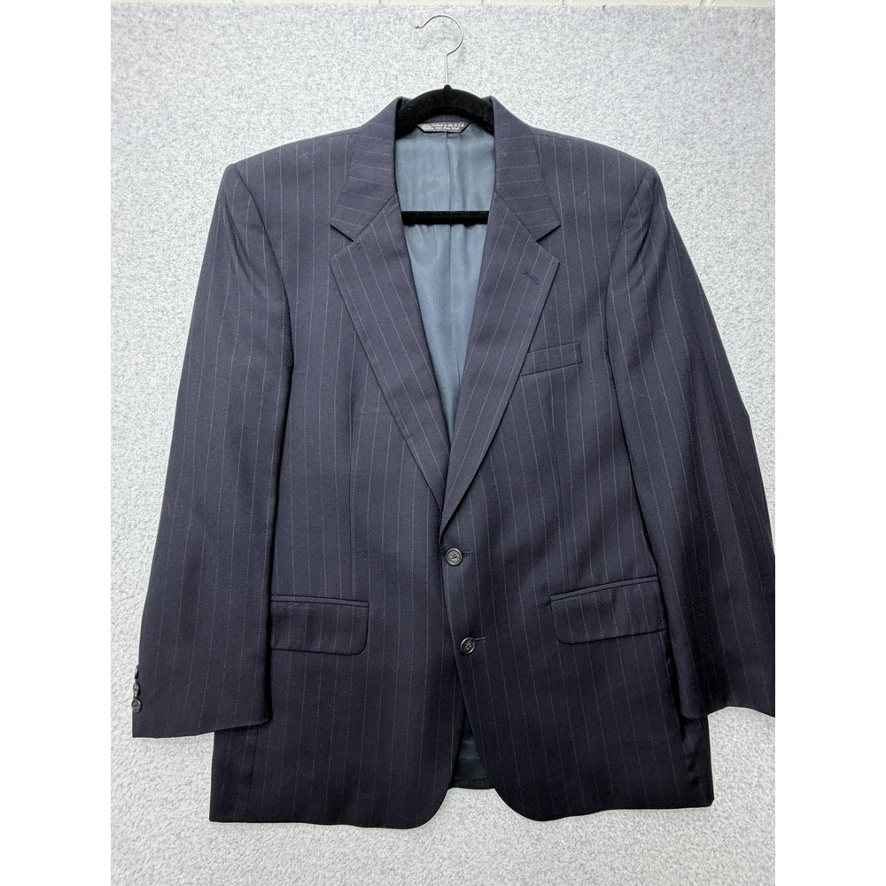 Vintage Christian Dior Monsieur Suit Jacket Mens Approx 44R Blue Pinstripe Wool